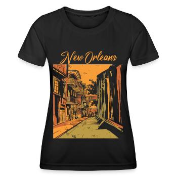 Nouvelle-Orléans Louisiane Souvenir Bourbon Street - T-shirt sport Femme - noir - Devant - AI Model Female 172 light (172cm)
