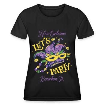 Carnaval Bourbon Street Nouvelle-Orléans Souvenir Louis - T-shirt sport Femme - noir - Devant - AI Model Female 172 light (172cm)