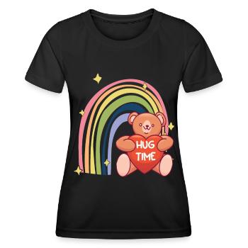 Hug Time Teddy Rainbow Mignon Teddy Bear - T-shirt sport Femme - noir - Devant - AI Model Female 172 light (172cm)