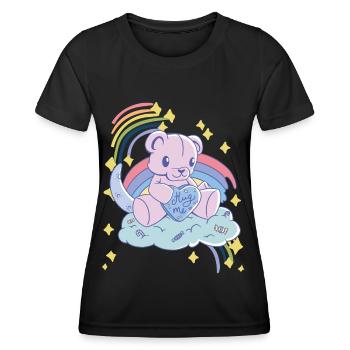 Rainbow Hug Me Cute Teddy Love Hug Dealer Cute Ted - Frauen Funktions-T-Shirt - Schwarz - Vorne - AI Model Female 172 light (172cm)