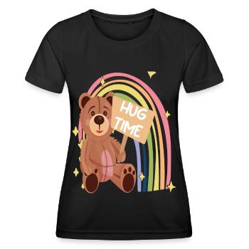 Hug Time Cute Teddy Hug Dealer Rainbow Teddy Bear - T-shirt sport Femme - noir - Devant - AI Model Female 172 light (172cm)