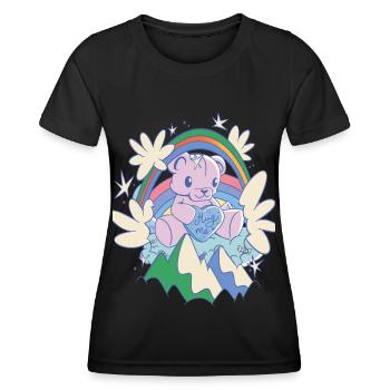 Rainbow Hug Me Cute Teddy Hug Time Teddy Bear - T-shirt sport Femme - noir - Devant - AI Model Female 172 light (172cm)