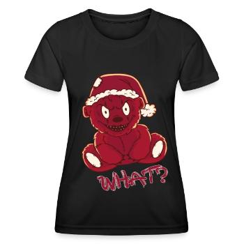 Lustiger Weihnachts-Teddy-Albtraum Was? Mörderisch - Frauen Funktions-T-Shirt - Schwarz - Vorne - AI Model Female 172 light (172cm)