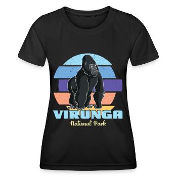 Parc National des Virunga-Gorille-Afrique-Congo-Souvenir - T-shirt sport Femme - noir - Devant - AI Model Female 172 light (172cm)