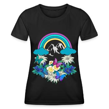Autriche Tyrol Printemps arc-en-ciel Nature Alm - T-shirt sport Femme - noir - Devant - AI Model Female 172 light (172cm)