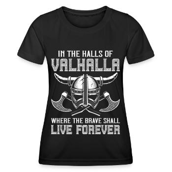 Wikinger Axt Helm Walhalla Warriors Mythologie Odi - Frauen Funktions-T-Shirt - Schwarz - Vorne - AI Model Female 172 light (172cm)