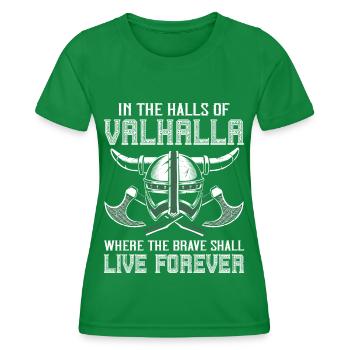 Wikinger Axt Helm Walhalla Warriors Mythologie Odi - Frauen Funktions-T-Shirt - Kelly Green - Vorne - AI Model Female 172 dark (172cm)