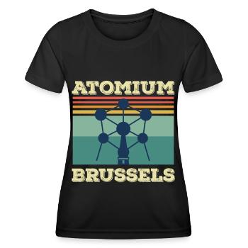 Brüssel Atomium Heartbeat Atomic nucleus Wissensch - Frauen Funktions-T-Shirt - Schwarz - Vorne - AI Model Female 172 light (172cm)