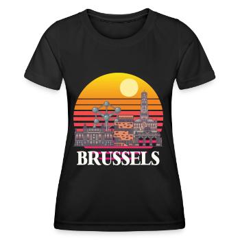 Bruxelles Skyline Science Noyau atomique Physique Atome - T-shirt sport Femme - noir - Devant - AI Model Female 172 light (172cm)