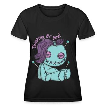 Zombie Voodoo Puppe, die an dich denkt! Halloween- - Frauen Funktions-T-Shirt - Schwarz - Vorne - AI Model Female 172 light (172cm)