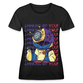 Gruselige Voodoo Puppe, die an dich denkt Hallowee - Frauen Funktions-T-Shirt - Schwarz - Vorne - AI Model Female 172 light (172cm)