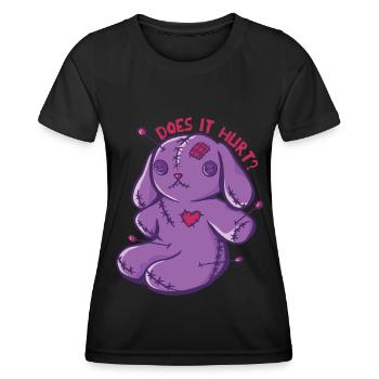 Lapins vaudou Est-ce que ça fait mal? Poupée vaudou Halloween - T-shirt sport Femme - noir - Devant - AI Model Female 172 light (172cm)
