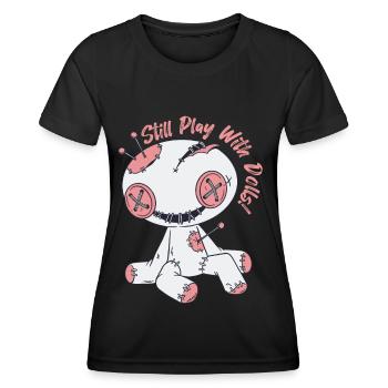 Poupée vaudou effrayante jouant avec des poupées Sorcellerie - T-shirt sport Femme - noir - Devant - AI Model Female 172 light (172cm)