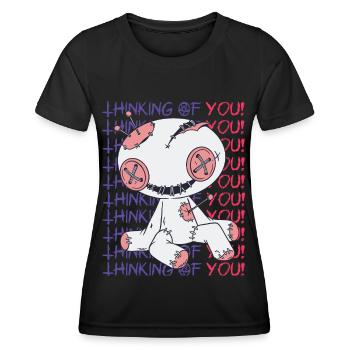 Gruselige Voodoo-Puppe, die an dich denkt Hexerei - Frauen Funktions-T-Shirt - Schwarz - Vorne - AI Model Female 172 light (172cm)