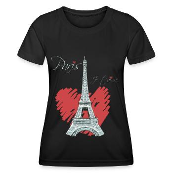 Paris Eiffelturm Arc de Triomphe Liebe aus Frankre - Frauen Funktions-T-Shirt - Schwarz - Vorne - AI Model Female 172 light (172cm)