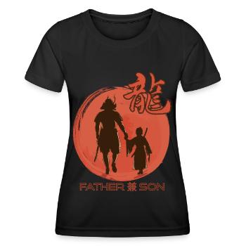 Samouraï Père Guerrier Japonais Katana S - T-shirt sport Femme - noir - Devant - AI Model Female 172 light (172cm)