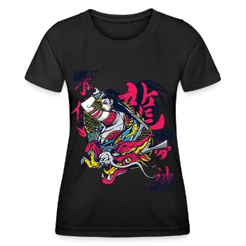 Samouraï Dragon Guerrier Ninja Fille Japonaise Ku - T-shirt sport Femme - noir - Devant - AI Model Female 172 light (172cm)