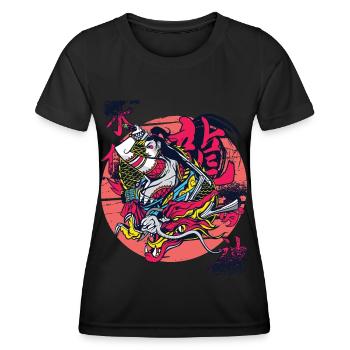 Dragon Japonais Fille Samouraï Guerrière Japonaise - T-shirt sport Femme - noir - Devant - AI Model Female 172 light (172cm)