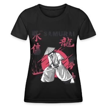 Samurai Katana Schwert Blutfleck Japanischer Krieg - Frauen Funktions-T-Shirt - Schwarz - Vorne - AI Model Female 172 light (172cm)