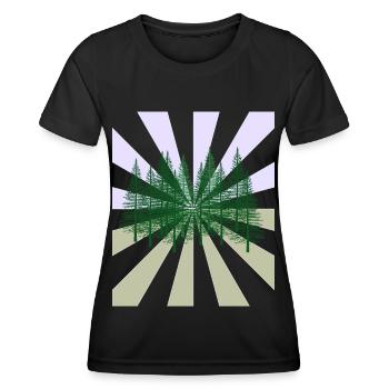 Rays Forest Fir Wilderness Flora Ecology - Women's Functional T-Shirt - black - Front - AI Model Female 172 light (172cm)