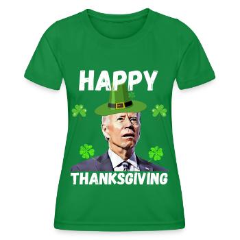 Biden St Patricks Day Joyeux chemise de Thanksgiving, - T-shirt sport Femme - vert - Devant - AI Model Female 172 dark (172cm)