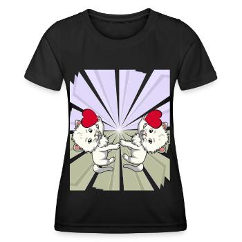 Herz Katzen Glückwunsch Gratulieren Geburtstag - Frauen Funktions-T-Shirt - Schwarz - Vorne - AI Model Female 172 light (172cm)