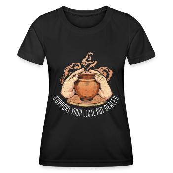 Poterie Argile Cours de poterie Poterie Getöpfert - T-shirt sport Femme - noir - Devant - AI Model Female 172 light (172cm)