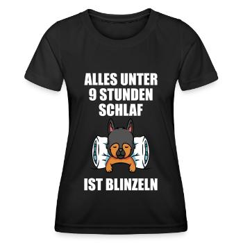 Unter 9 Stunden Schlaf ist Blinzeln Schäferhund - Frauen Funktions-T-Shirt - Schwarz - Vorne - AI Model Female 172 light (172cm)