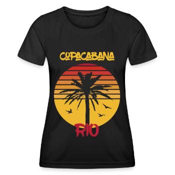 Rio Surf Copacabana Palm Holiday Beach Ocean - T-shirt sport Femme - noir - Devant - AI Model Female 172 light (172cm)