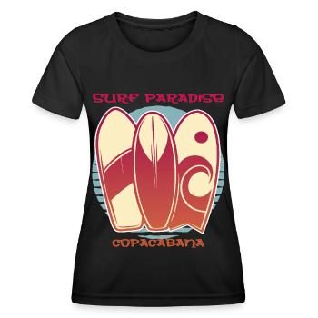 Rio Copacabana Surf Paradise Holiday Sea Beach Sun - T-shirt sport Femme - noir - Devant - AI Model Female 172 light (172cm)