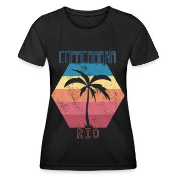 Copacabana Palm Rio de Janeiro Holiday Sea Beach - T-shirt sport Femme - noir - Devant - AI Model Female 172 light (172cm)