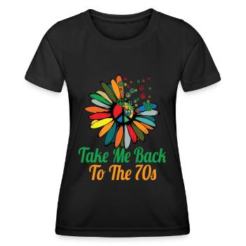 Hippie Peace Sign Peace Flowers Flower Child - T-shirt sport Femme - noir - Devant - AI Model Female 172 light (172cm)