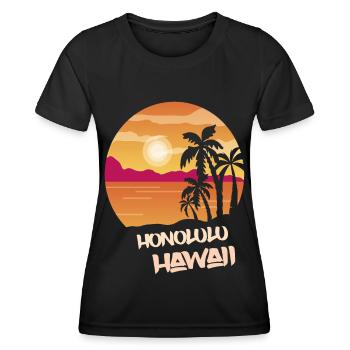 Hawaii Honolulu Urlaub Palmen Ocean Surfing - Frauen Funktions-T-Shirt - Schwarz - Vorne - AI Model Female 172 light (172cm)
