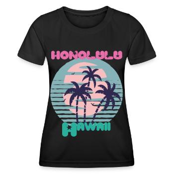 Palme Hawaii Honolulu Vacation Beach Ocean - Frauen Funktions-T-Shirt - Schwarz - Vorne - AI Model Female 172 light (172cm)