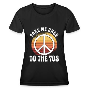 Hippie Peace Sign Peace Flowers Flower Child - T-shirt sport Femme - noir - Devant - AI Model Female 172 light (172cm)