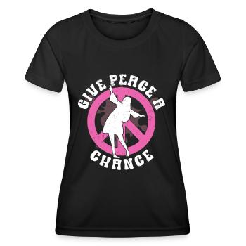 Hippie Peace Zeichen Frieden Blumen Blumenkind - Frauen Funktions-T-Shirt - Schwarz - Vorne - AI Model Female 172 light (172cm)