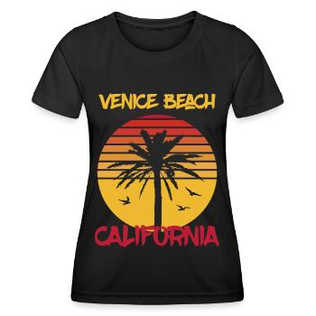 Californie Venice Beach Palm Ocean Surf - T-shirt sport Femme - noir - Devant - AI Model Female 172 light (172cm)