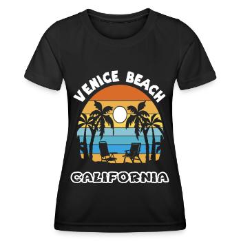Venice Beach Vacances en famille California Ocean Palm - T-shirt sport Femme - noir - Devant - AI Model Female 172 light (172cm)