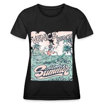 Vacances en famille Californie Venise Beach Palme Ozea - T-shirt sport Femme - noir - Devant - AI Model Female 172 light (172cm)