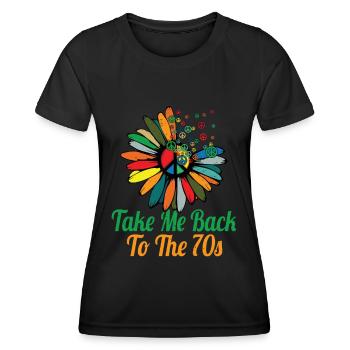 Hippie Peace Sign Peace Flowers Flower Child - Women's Functional T-Shirt - black - Front - AI Model Female 172 light (172cm)