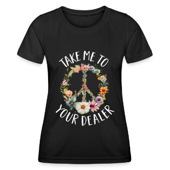 Hippie Peace Sign Peace Flowers Flower Child - T-shirt sport Femme - noir - Devant - AI Model Female 172 light (172cm)