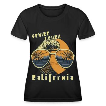 Palm Tree Lunettes de soleil Californie Venice Beach Ocean - T-shirt sport Femme - noir - Devant - AI Model Female 172 light (172cm)