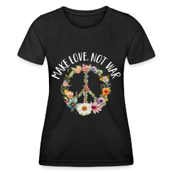 Hippie Peace Sign Peace Flowers Flower Child - T-shirt sport Femme - noir - Devant - AI Model Female 172 light (172cm)