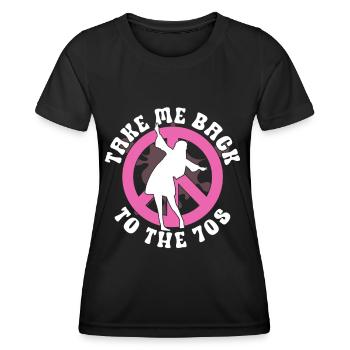 Hippie Peace Sign Peace Flowers Flower Child - T-shirt sport Femme - noir - Devant - AI Model Female 172 light (172cm)