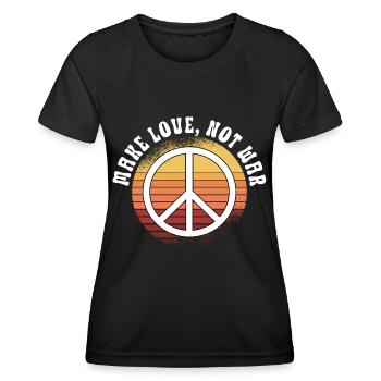 Hippie Peace Zeichen Frieden Blumen Blumenkind - Frauen Funktions-T-Shirt - Schwarz - Vorne - AI Model Female 172 light (172cm)