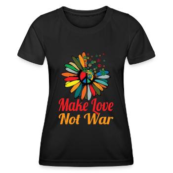 Hippie Peace Zeichen Frieden Blumen Blumenkind - Frauen Funktions-T-Shirt - Schwarz - Vorne - AI Model Female 172 light (172cm)