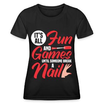 Nail Polish Nail Art Manicure Nail Salon Nails - Women's Functional T-Shirt - black - Front - AI Model Female 172 light (172cm)