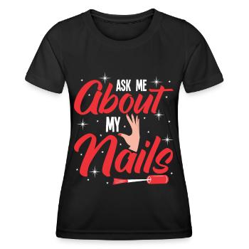 Nail Polish Nail Design Manicure Nail Studio Nails - Women's Functional T-Shirt - black - Front - AI Model Female 172 light (172cm)