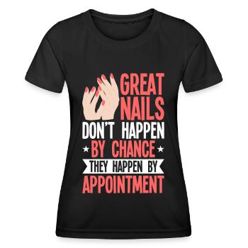 Nail Polish Nail Design Manicure Nail Studio Nails - Women's Functional T-Shirt - black - Front - AI Model Female 172 light (172cm)