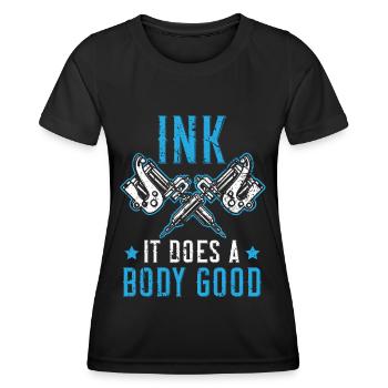 Assistant tatoueur Tatouage Tatouage Tatouage - T-shirt sport Femme - noir - Devant - AI Model Female 172 light (172cm)